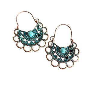 Boho Bronzed and Turquoise Drop Earrings